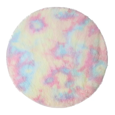 plush faux fur round rug 30in