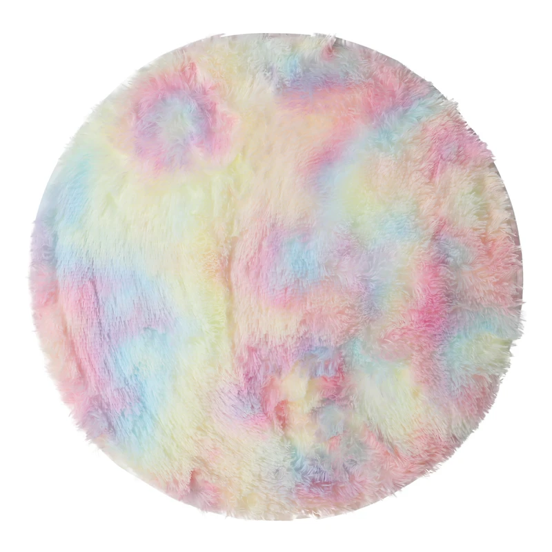 plush faux fur round rug 30in