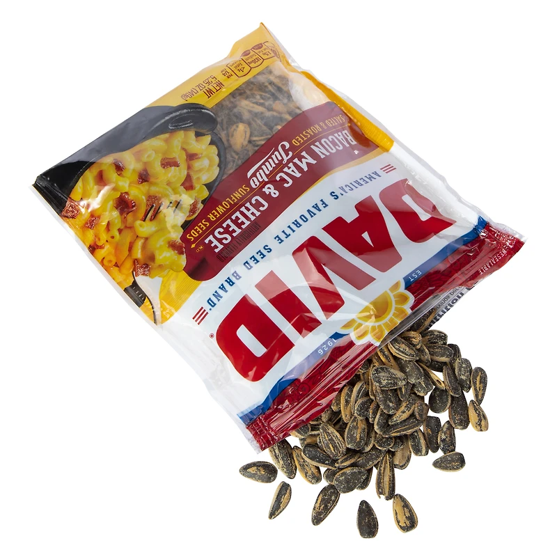 david® bacon mac & cheese salted & roasted jumbo sunflower seeds 5.25oz
