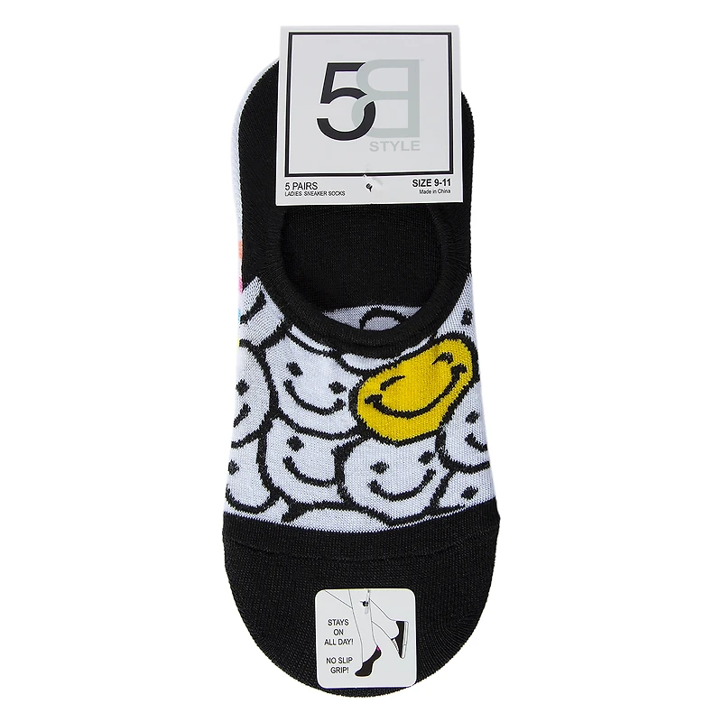 Ladies No-Show Liner Socks 5-Pack