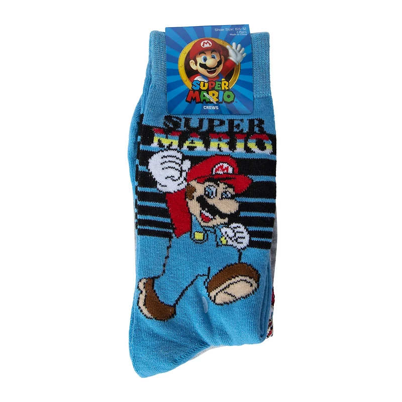 nintendo® super mario™ mens crew socks 2-pack