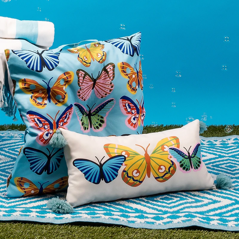 butterfly bolster pillow 10in x 20in