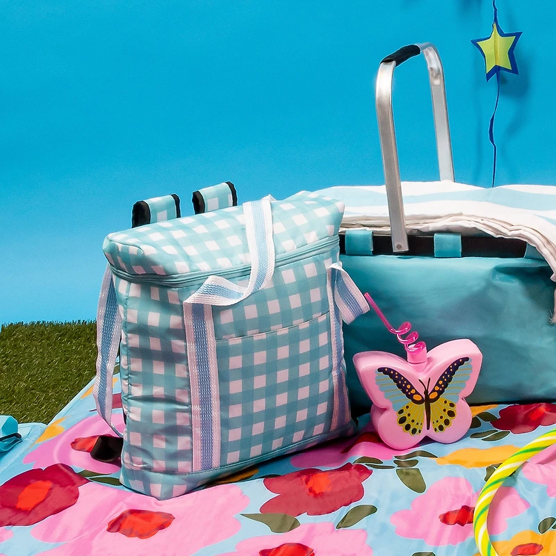 gingham cooler backpack 17.5in