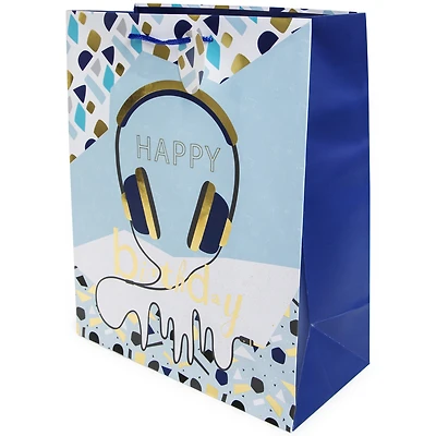 Large Happy Birthday Gift Bag 12.85in X 10.5in- Headphones/Skateboard