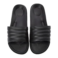 ladies black slide sandals