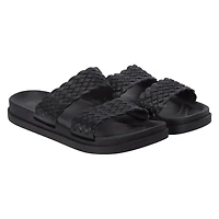 ladies black braided sandals