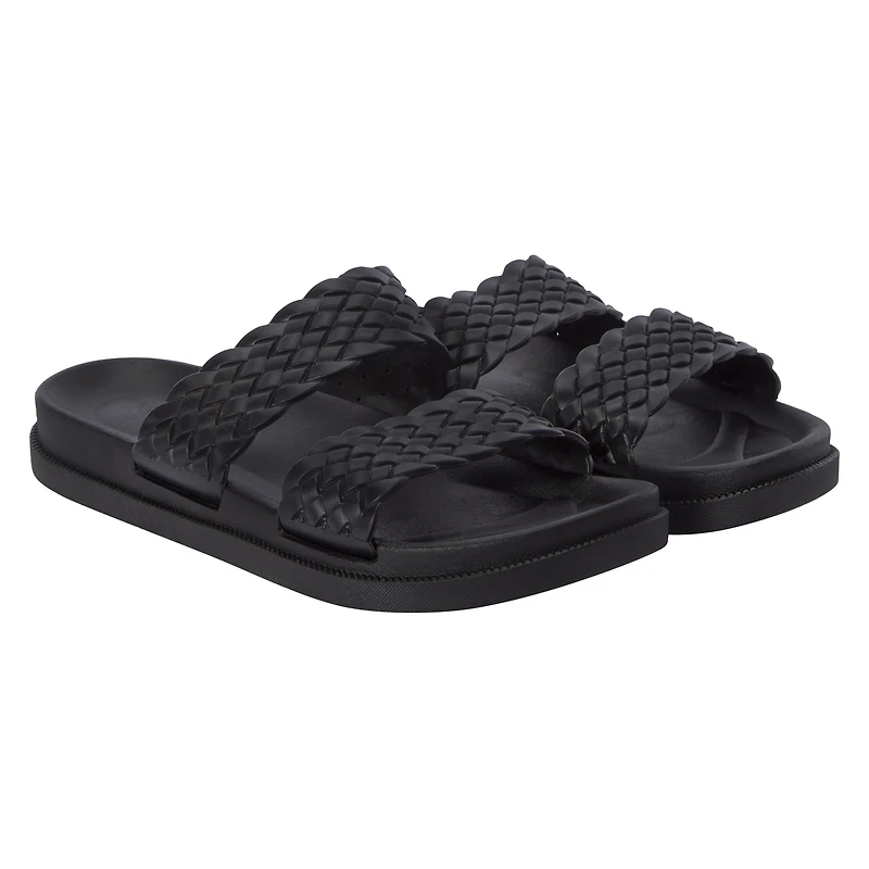ladies black braided sandals