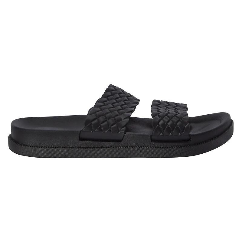 ladies black braided sandals