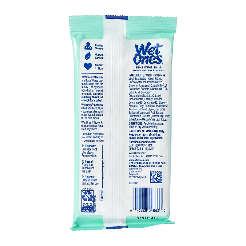 wet ones® fragrance free hand & face wipes 20-count
