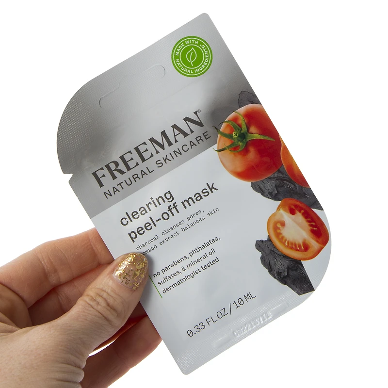 freeman® tomato extract & charcoal clearing peel-off mask 0.33 fl.oz