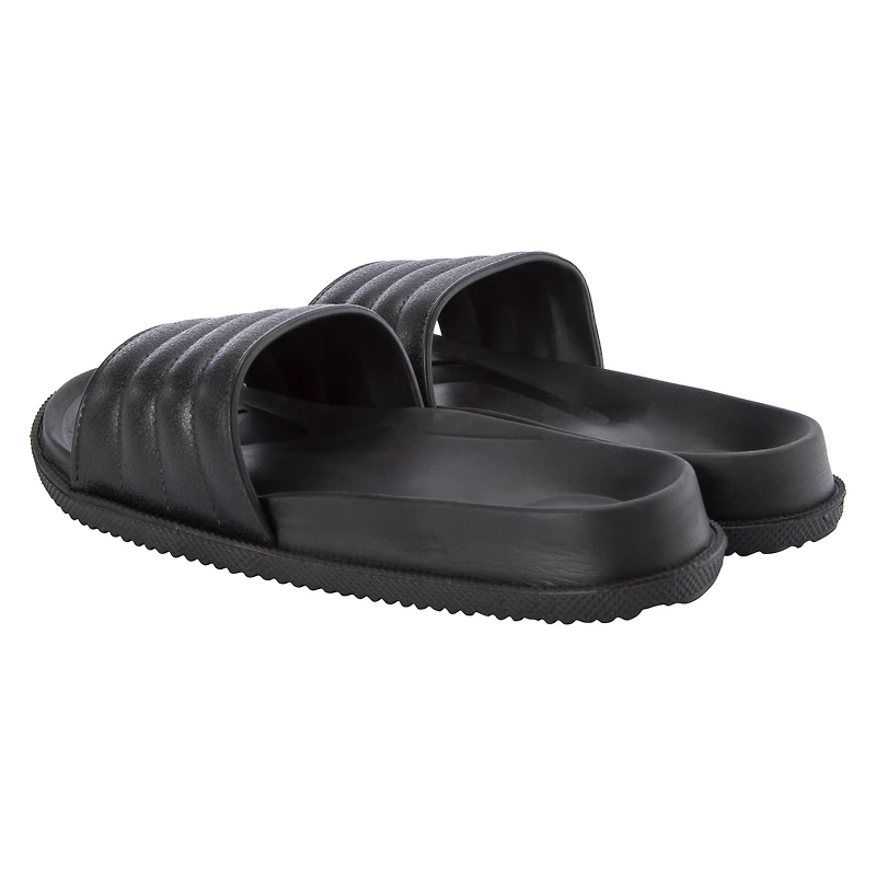 ladies black slide sandals