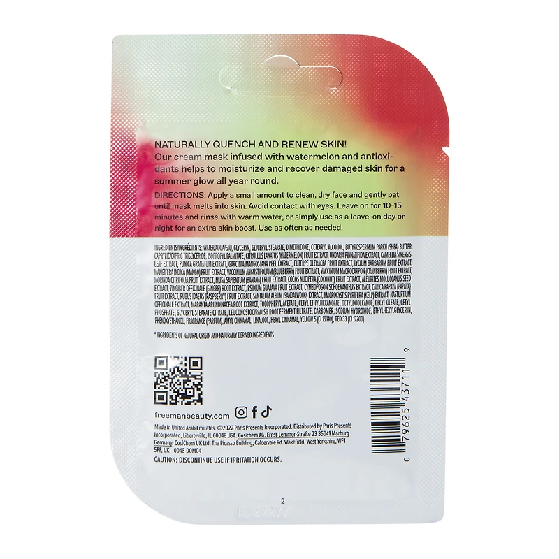 freeman® watermelon hydrating cream mask 0.33 fl.oz