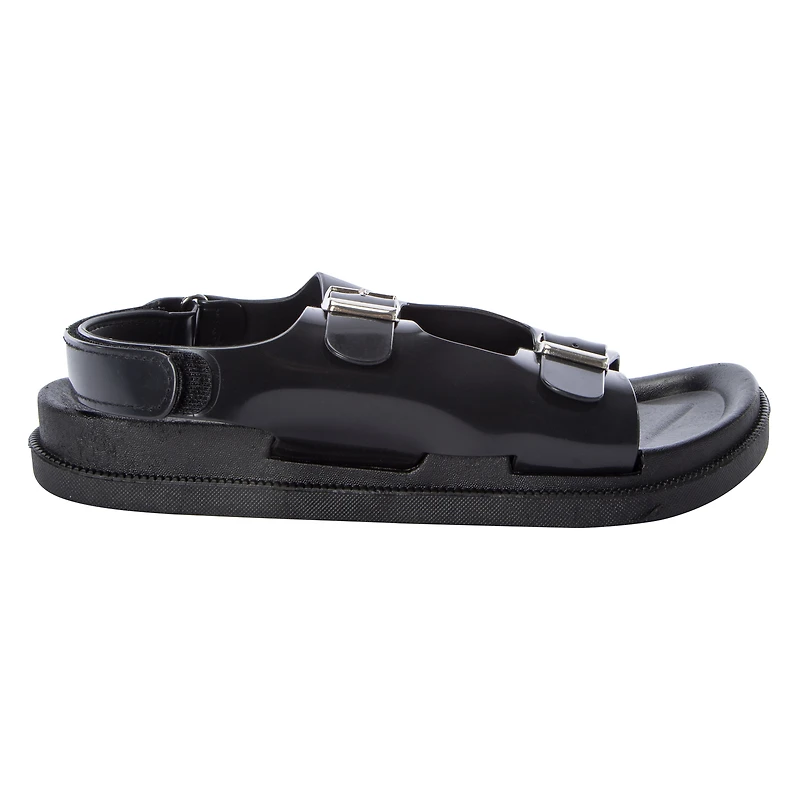 Ladies Black Patent Double Buckle Sandals