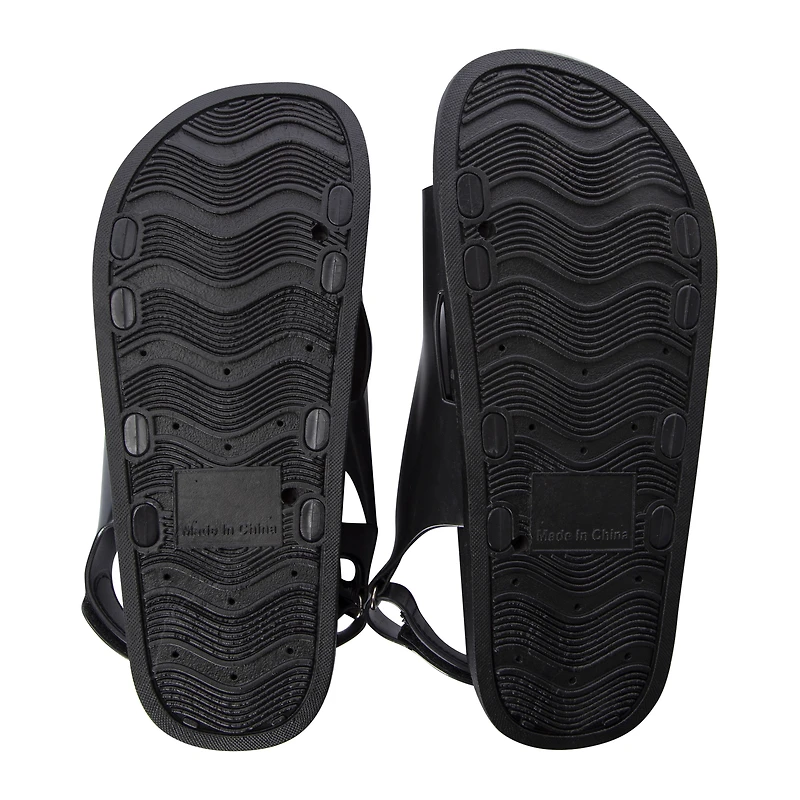 Ladies Black Patent Double Buckle Sandals