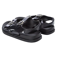Ladies Black Patent Double Buckle Sandals