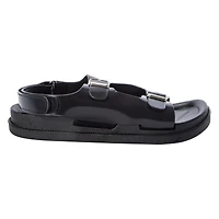 Ladies Black Patent Double Buckle Sandals