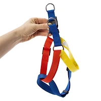 blue, red & yellow step-in pet harness