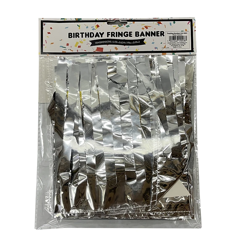 'happy birthday' fringe banner with glitter 60in