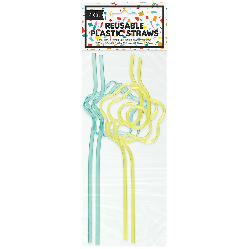 fun shaped reusable straws 4-count