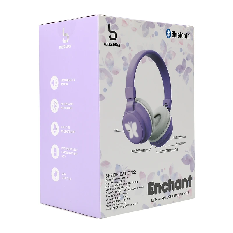 enchant LED icon bluetooth® wireless headphones with mic