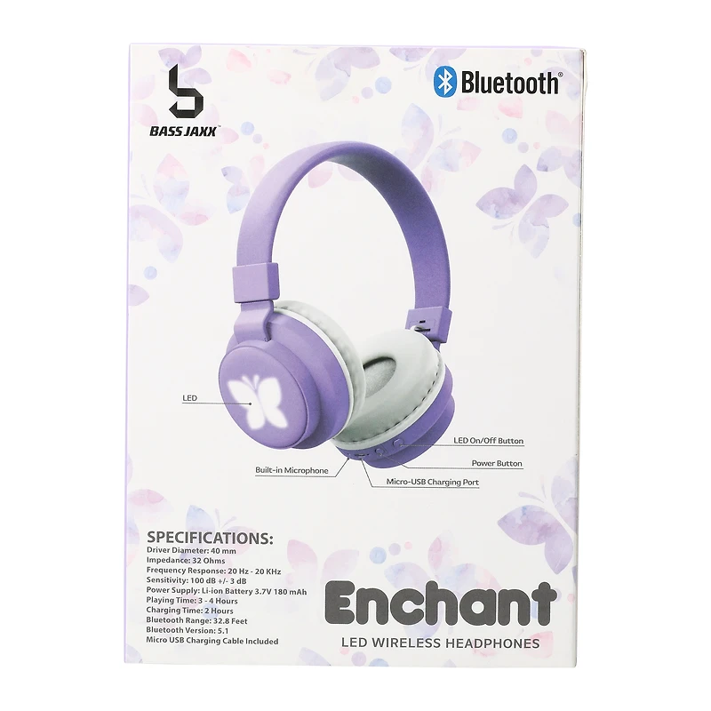 enchant LED icon bluetooth® wireless headphones with mic