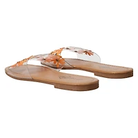 orange floral clear sandals