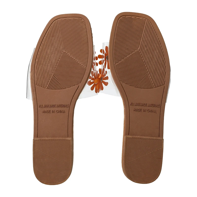 orange floral clear sandals