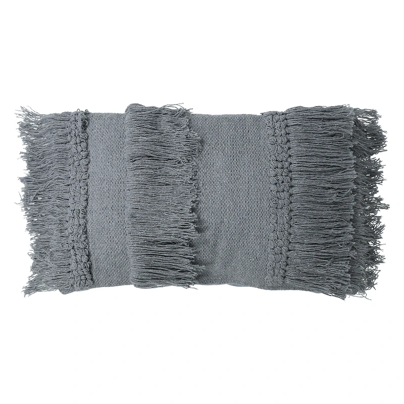decorative fringe pillow 12in x 20in
