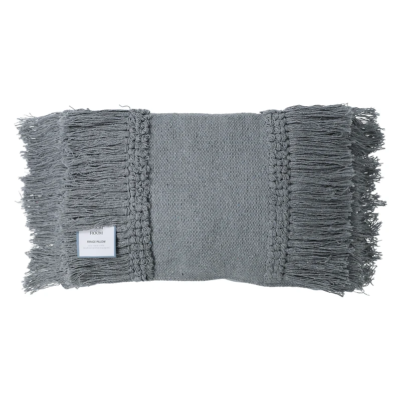 decorative fringe pillow 12in x 20in