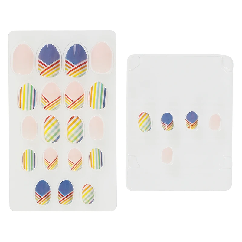 pretty woman kids press on faux nails 24-piece set - rainbow