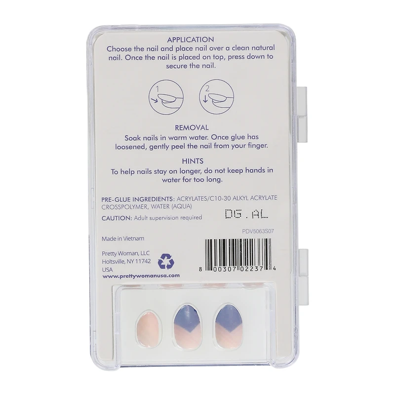 pretty woman kids press on faux nails 24-piece set - rainbow