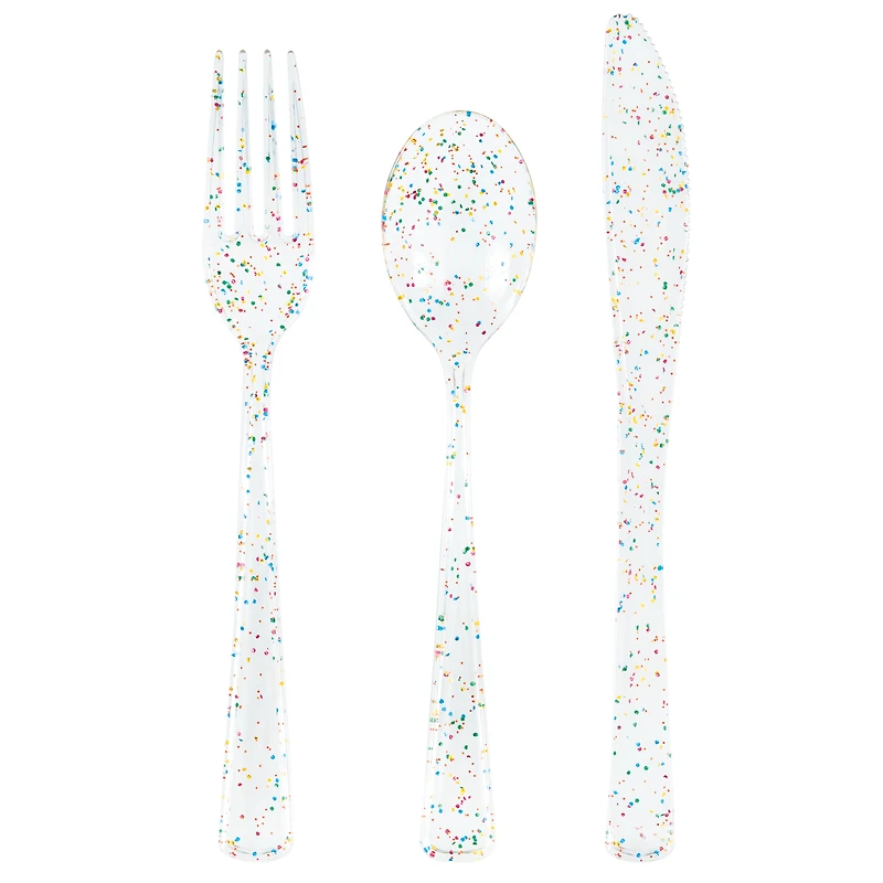 glitter plastic cutlery 18-count