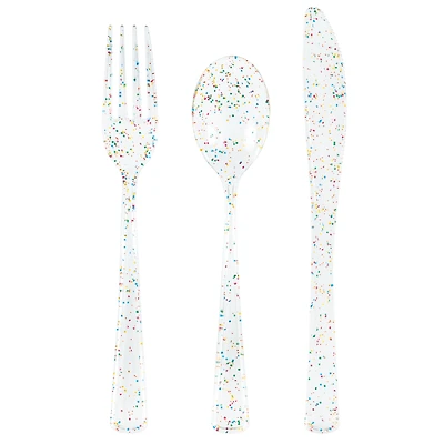 glitter plastic cutlery 18-count