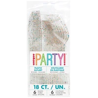 glitter plastic cutlery 18-count