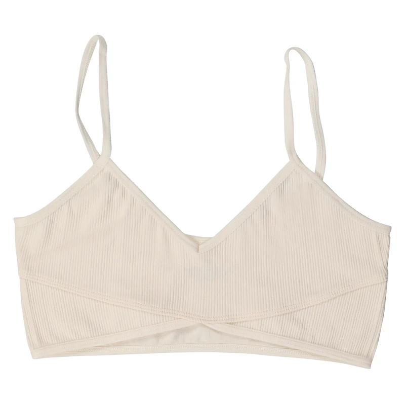 juniors cream v-neck bralette