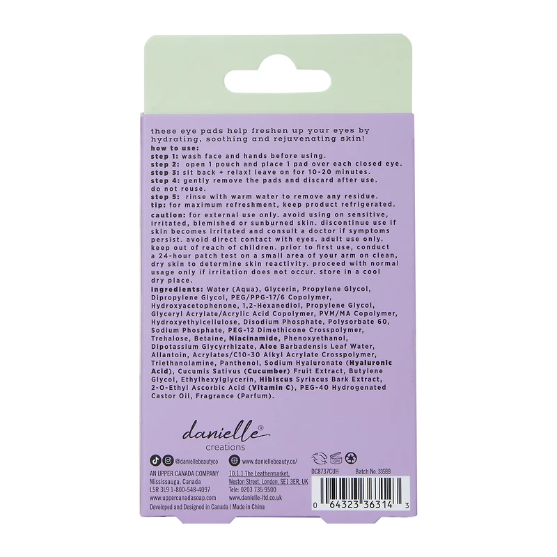 danielle creations® cucumber eye pads 10-count
