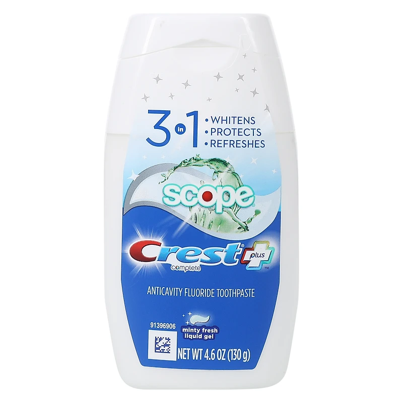 crest® complete plus scope 3-in-1 whitening liquid gel toothpaste 4.6oz