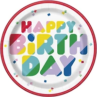9in Paper Plates 8-Count - Vibrant Happy Birthday