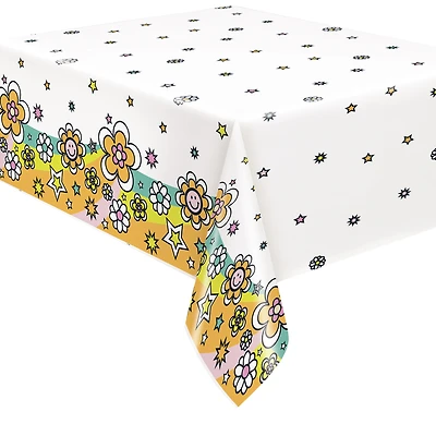 Plastic Table Cover 54in x 84in - Flower Power