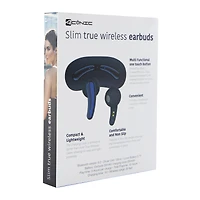 Slim True Wireless Bluetooth® Earbuds With Case & Mic - Navy Blue