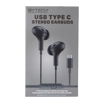 USB Type-C wired earbuds with mic
