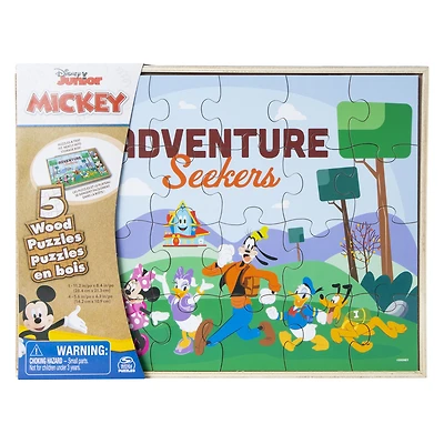 Disney Junior Mickey 5 wood puzzles & box set