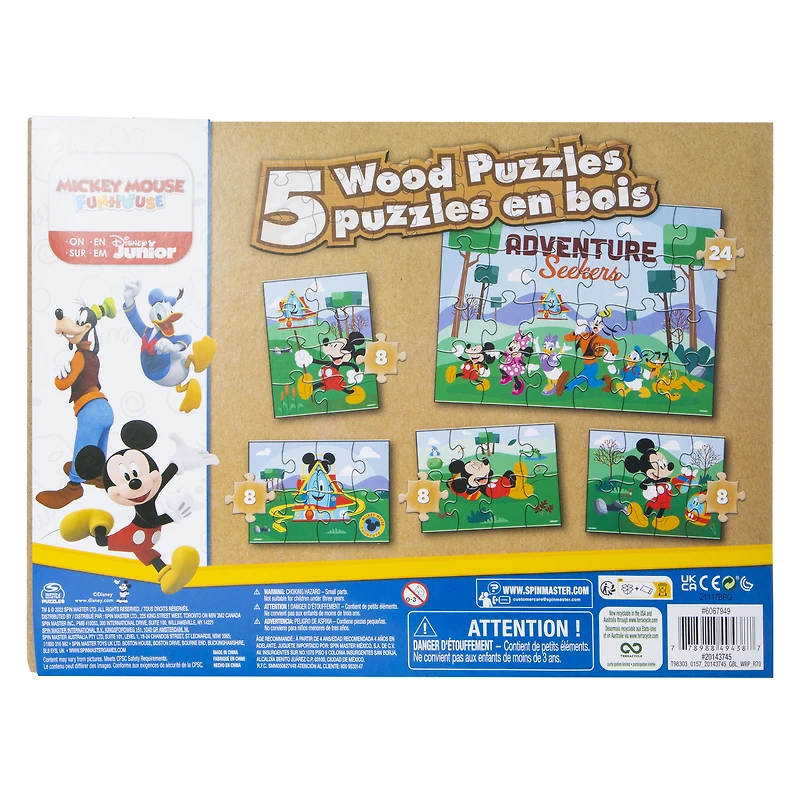 Disney Junior Mickey 5 wood puzzles & box set