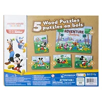 Disney Junior Mickey 5 wood puzzles & box set