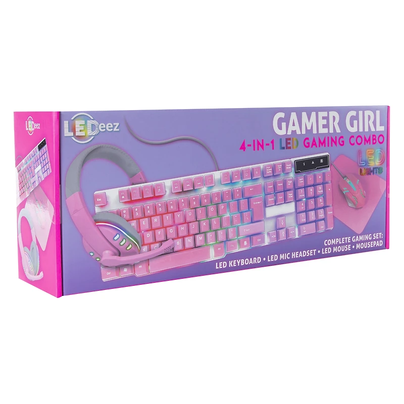 gamer girl 4-in-1 LED gaming combo