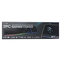 LED keyboard, optical mouse & mouse pad PC gaming combo