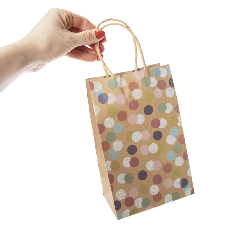 10-count small rainbow kraft paper gift bags