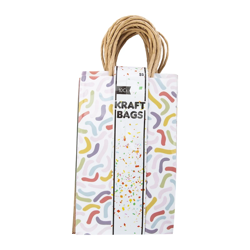 10-count small rainbow kraft paper gift bags