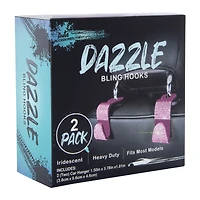 dazzle bling hooks car accessory 2-pack - silver