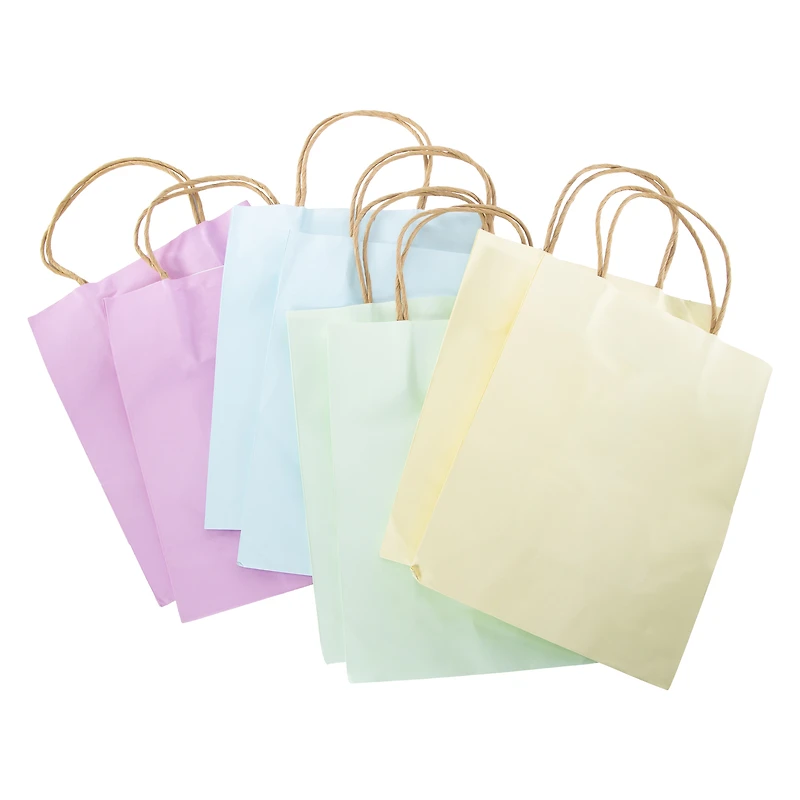 8-count pastel kraft gift bags